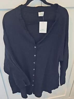 Blue Buttercup Women's Black Button-Down Shirt